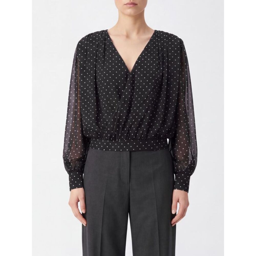 Rotate Women Polka-Dot Recycled Cri๏ฟฝPe Rotate Blouse With Balloon Sleeves